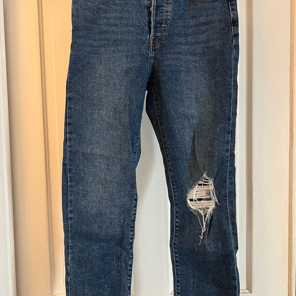 Levi's Blue Ripped Ankle Jeans